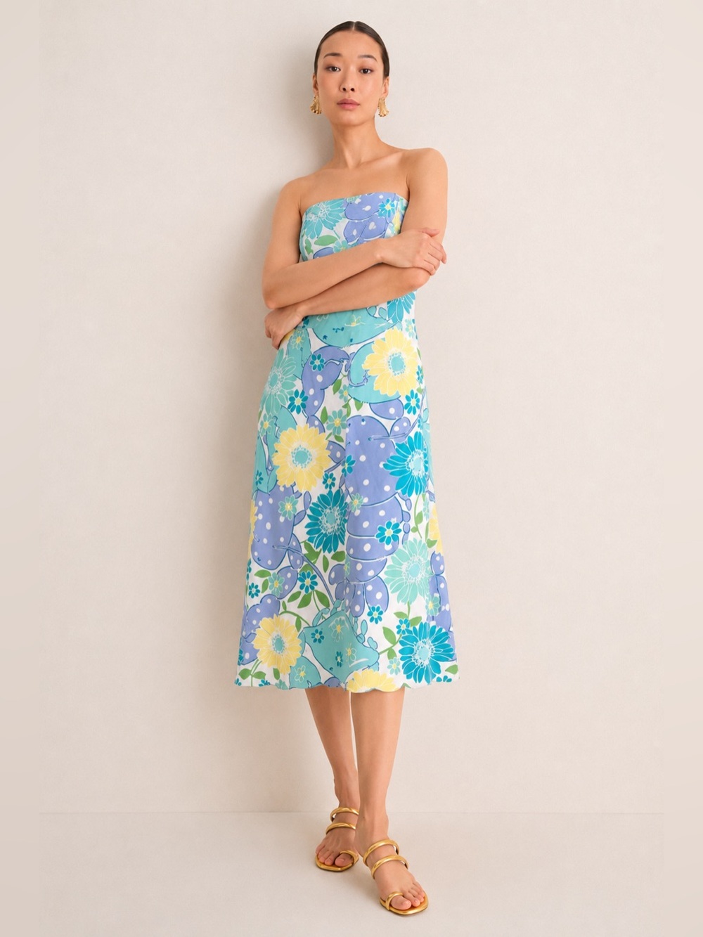Lilly Pulitzer White Label Floral Spring Summer Strapless Dress 417